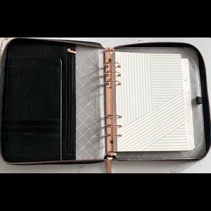 Kikki K A5 Leather Croc Agenda w/ Rose Gold Rings
